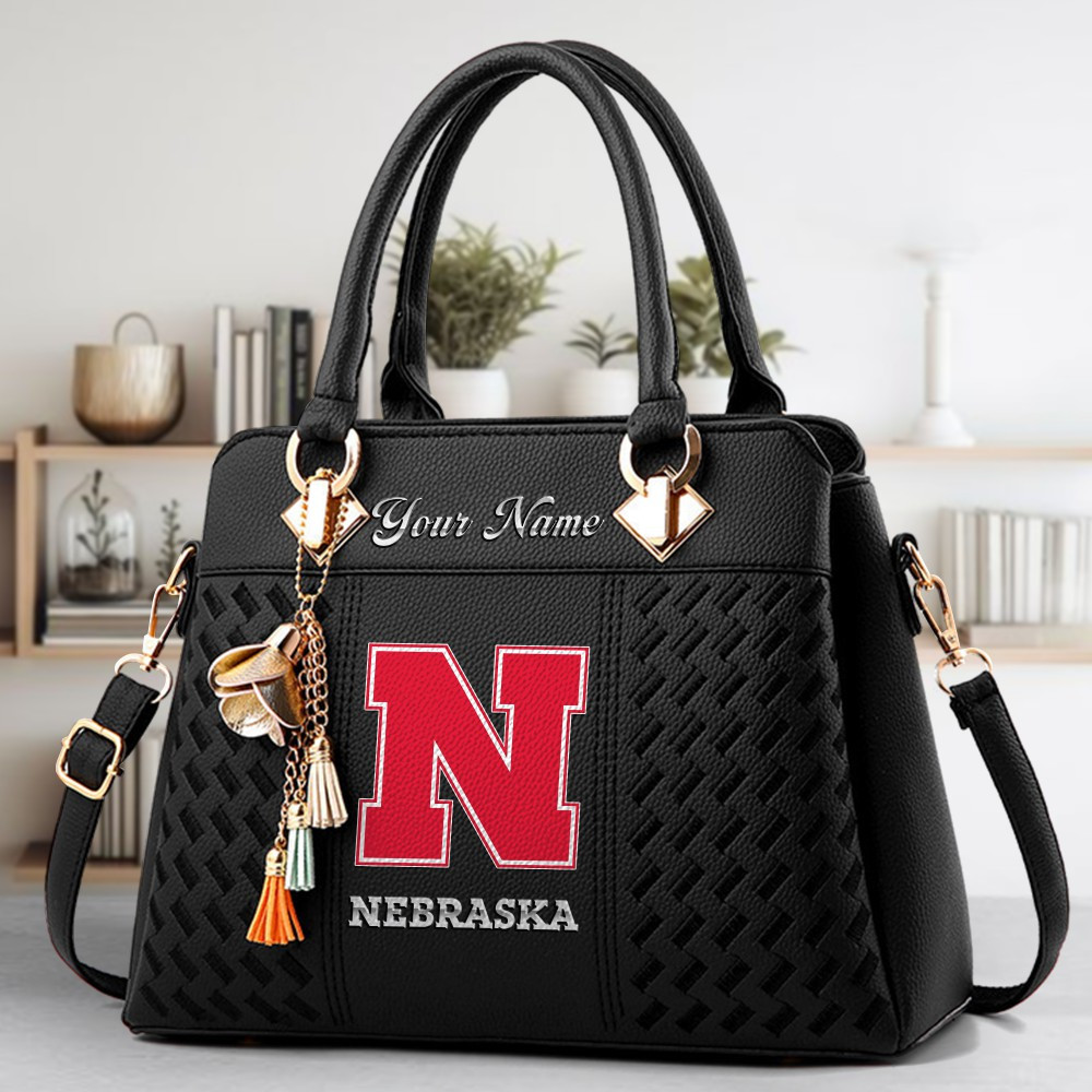 Nebraska Cornhuskers Logo Crossbody Zip Hand Bag With Tassel Custom Name For Women - Image 2