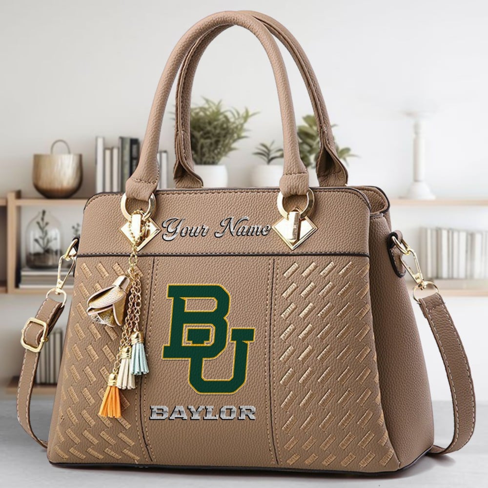 Baylor Bears Logo Crossbody Zip Hand Bag With Tassel Custom Name For Women - Image 3