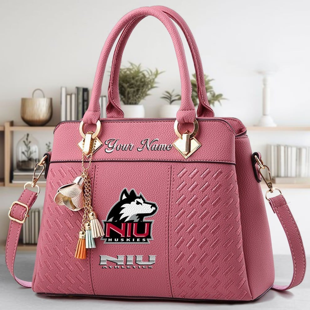 Northern Illinois Huskies Logo Crossbody Zip Hand Bag With Tassel Custom Name For Women - Image 5