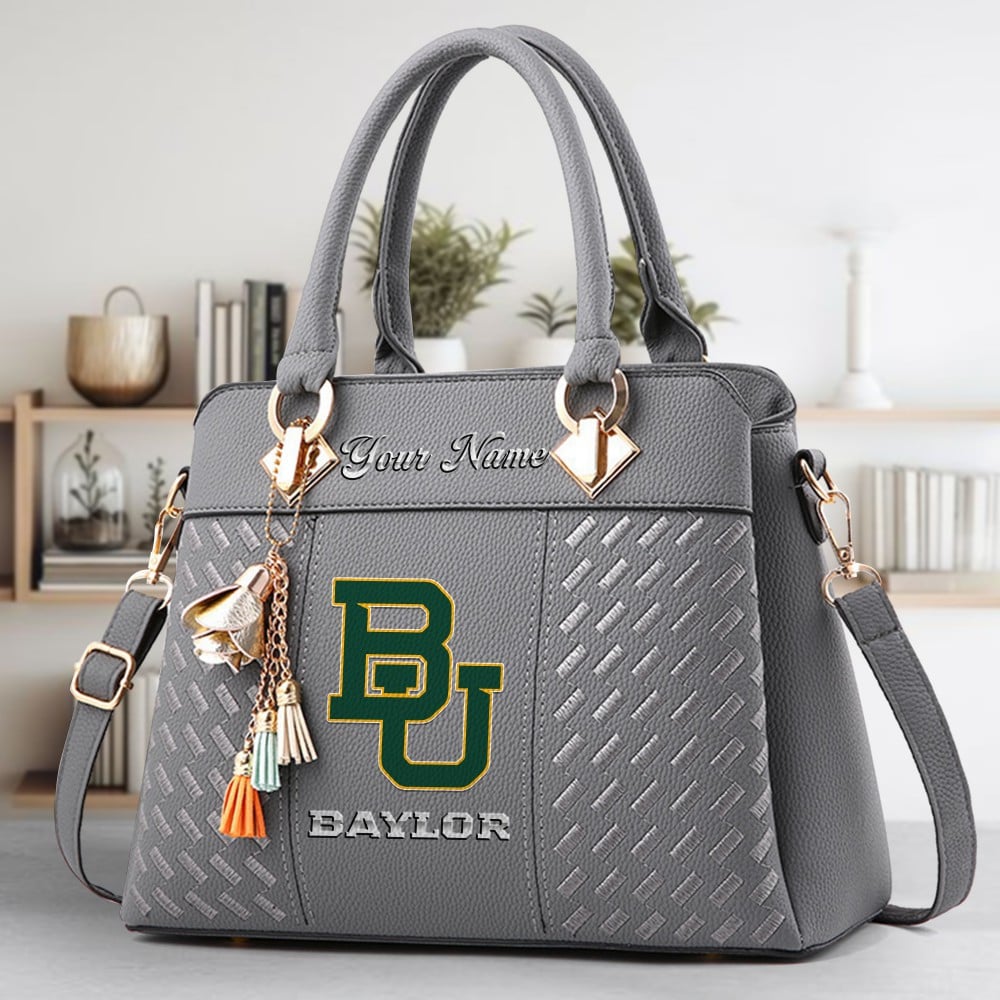 Baylor Bears Logo Crossbody Zip Hand Bag With Tassel Custom Name For Women - Image 4