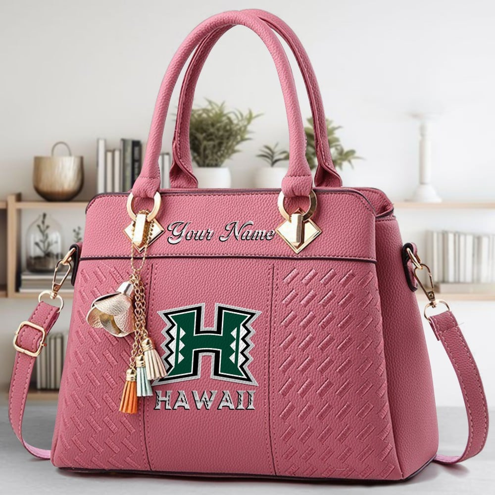 Hawaii Rainbow Warriors Logo Crossbody Zip Hand Bag With Tassel Custom Name For Women - Image 5