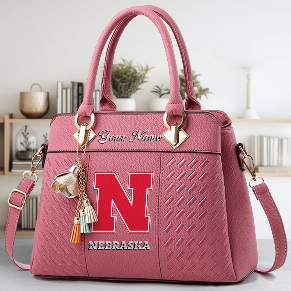 Nebraska Cornhuskers Logo Crossbody Zip Hand Bag With Tassel Custom Name For Women - Image 6