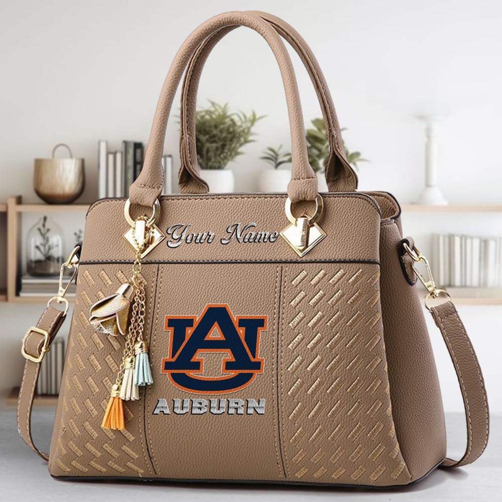 Auburn Tigers Logo Crossbody Zip Hand Bag With Tassel Custom Name For Women - Image 3