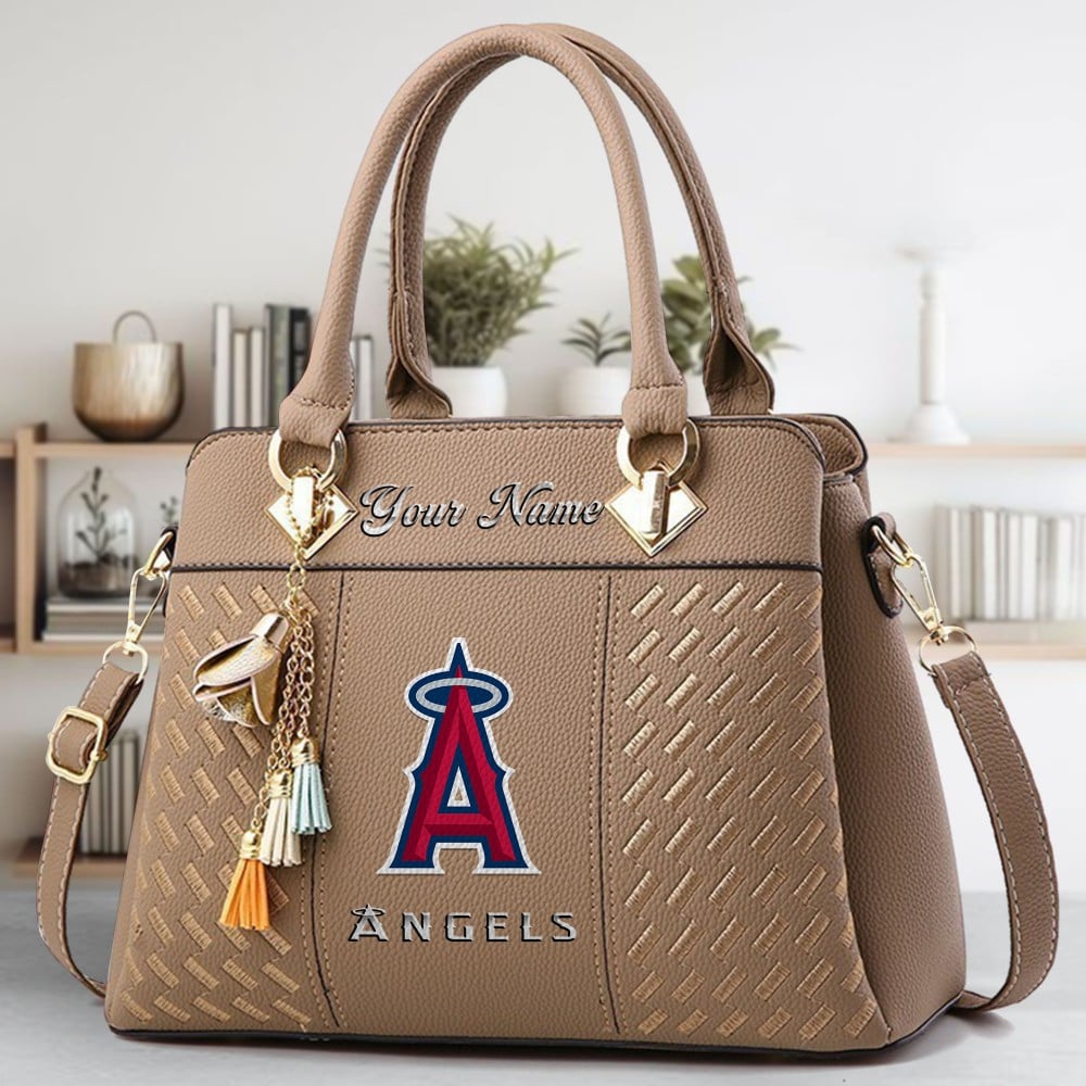 Los Angeles Angels Logo Crossbody Zip Hand Bag With Tassel Custom Name For Women - Image 3