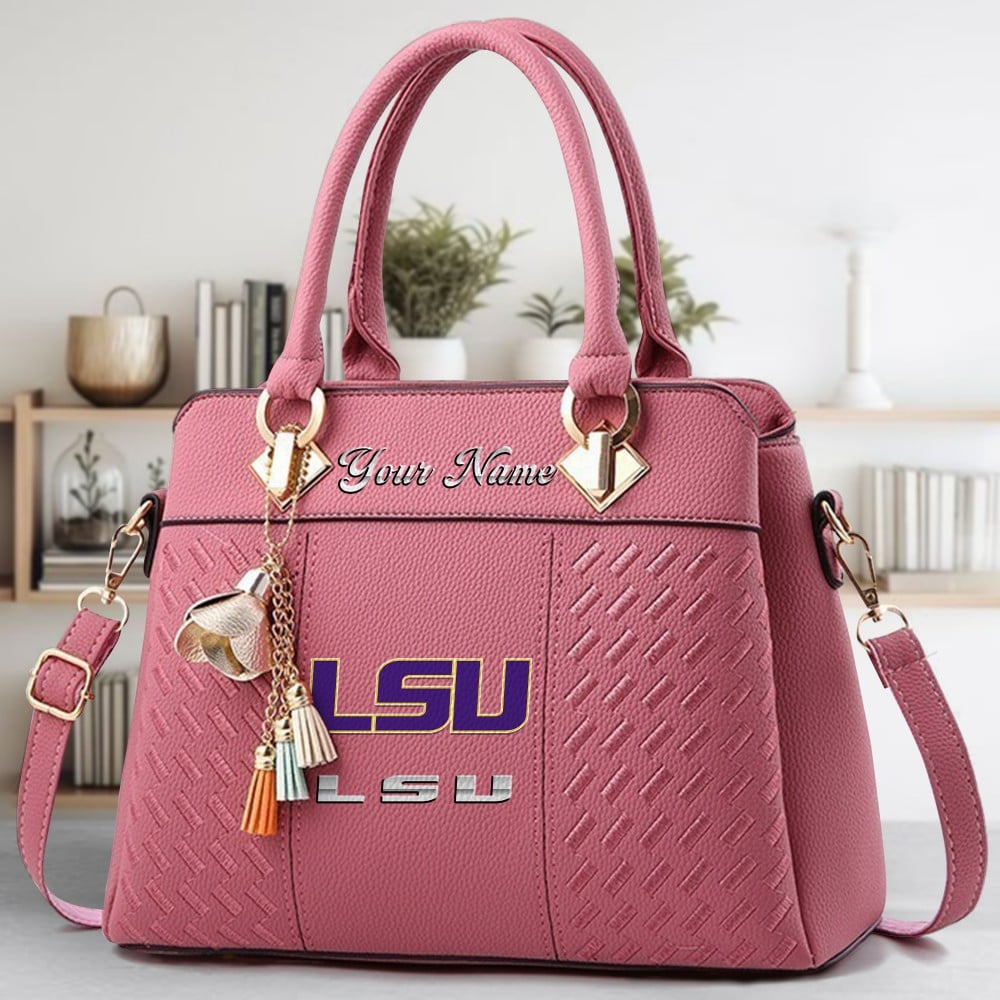 Lsu Tigers Logo Crossbody Zip Hand Bag With Tassel Custom Name For Women - Image 5