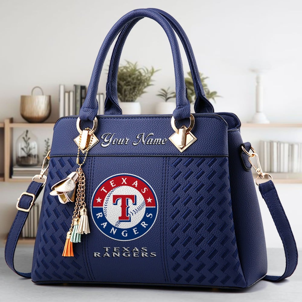 Texas Rangers Logo Crossbody Zip Hand Bag With Tassel Custom Name For Women - Image 2