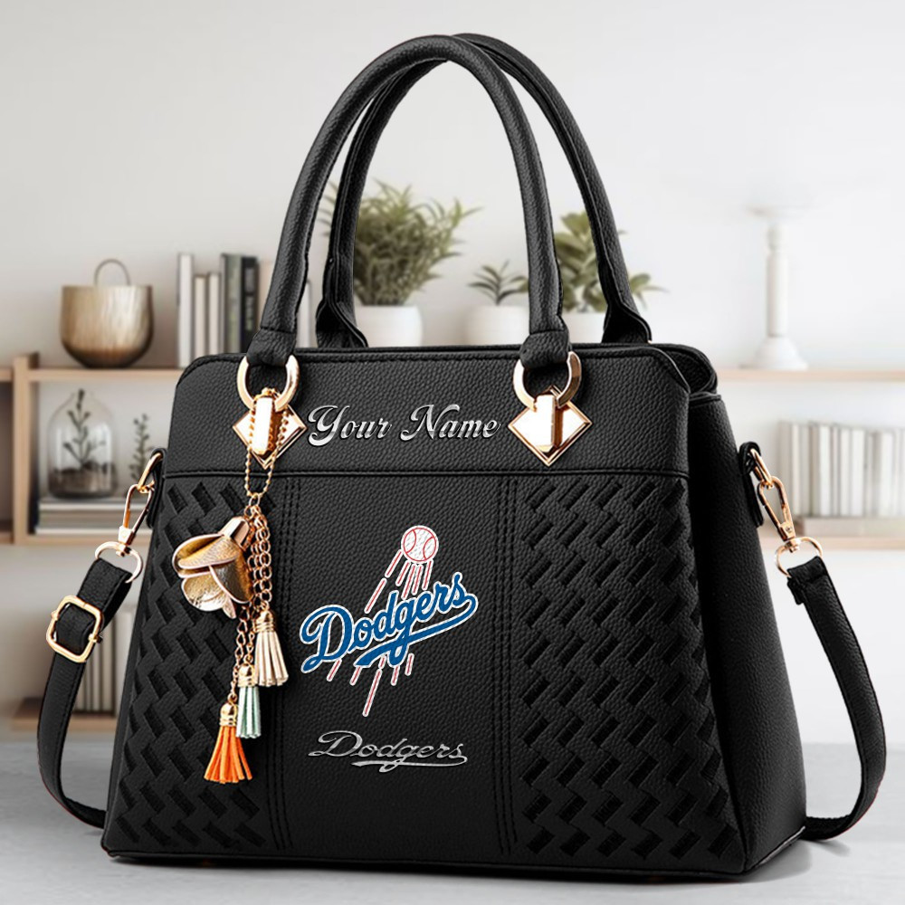 Los Angeles Dodgers Logo Crossbody Zip Hand Bag With Tassel Custom Name For Women - Image 2