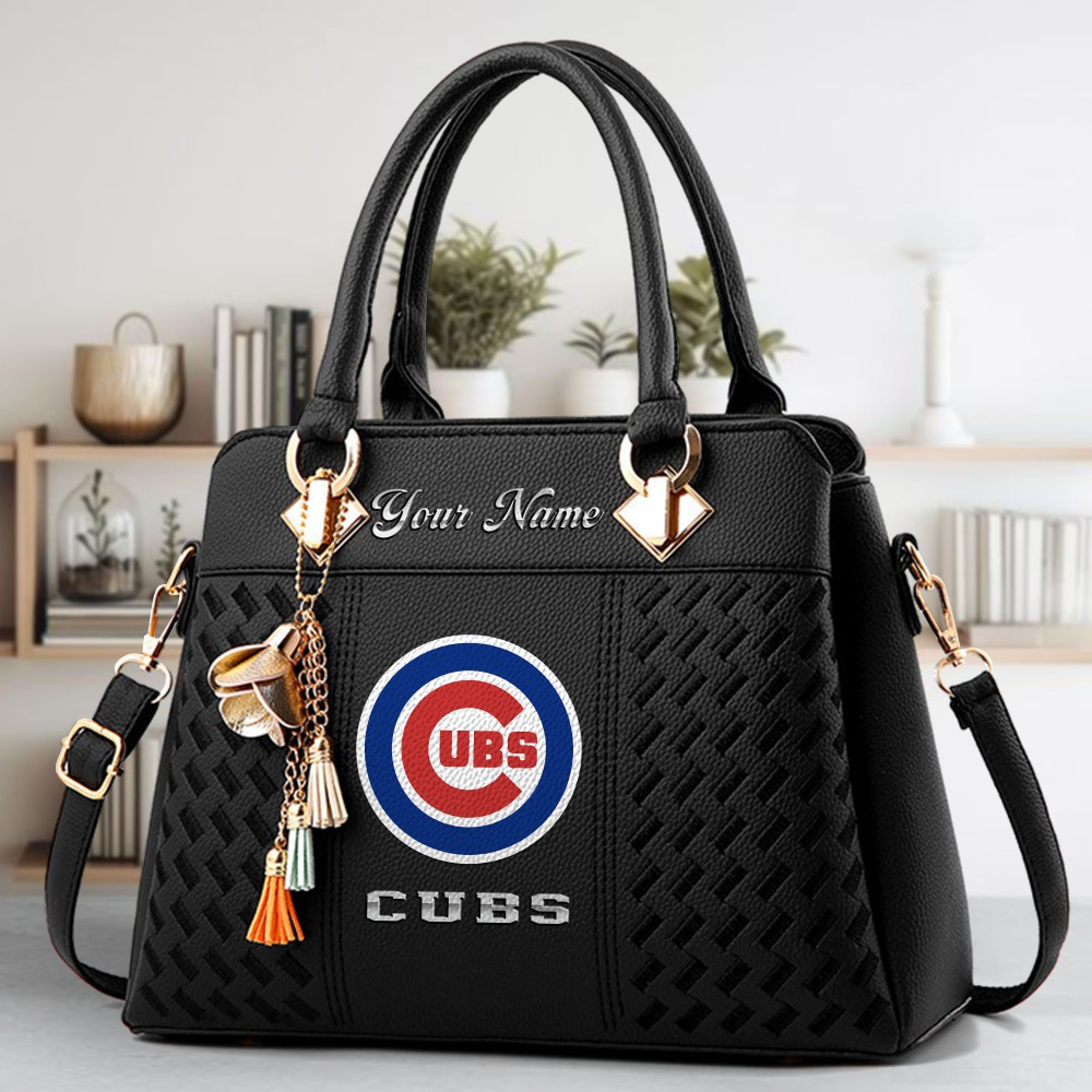 Chicago Cubs Logo Crossbody Zip Hand Bag With Tassel Custom Name For Women - Image 2