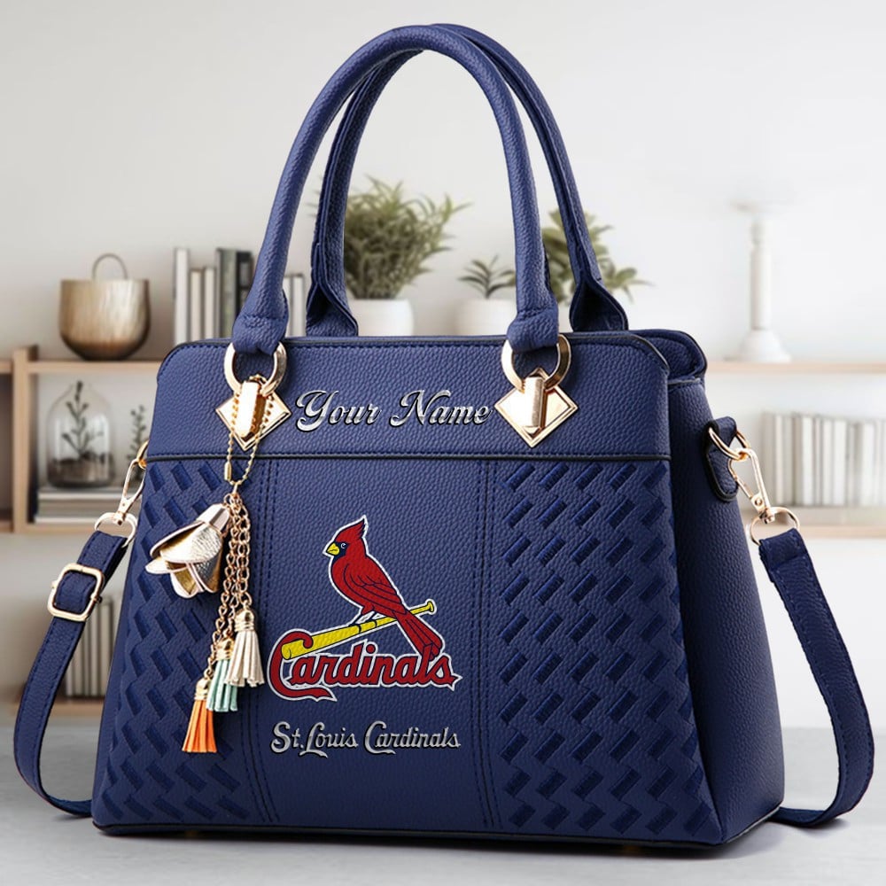 St. Louis Cardinals Logo Crossbody Zip Hand Bag With Tassel Custom Name For Women - Image 3