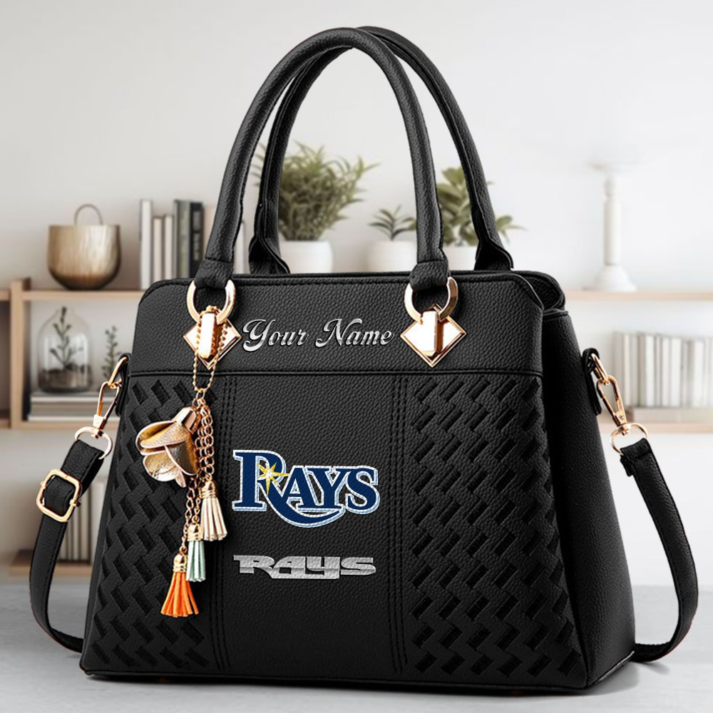 Tampa Bay Rays Logo Crossbody Zip Hand Bag With Tassel Custom Name For Women - Image 2