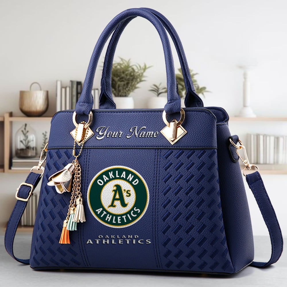 Oakland Athletics Logo Crossbody Zip Hand Bag With Tassel Custom Name For Women - Image 3