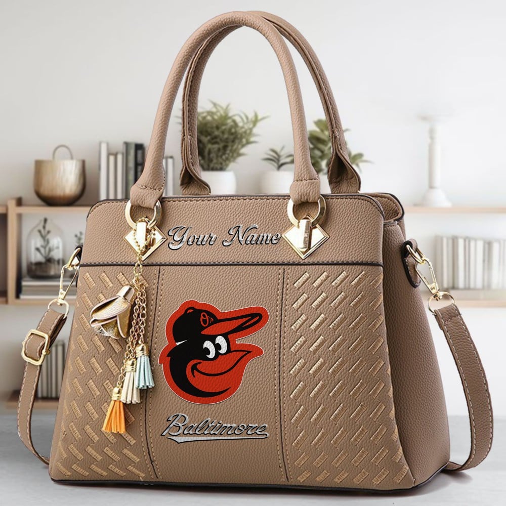 Baltimore Orioles Logo Crossbody Zip Hand Bag With Tassel Custom Name For Women - Image 3