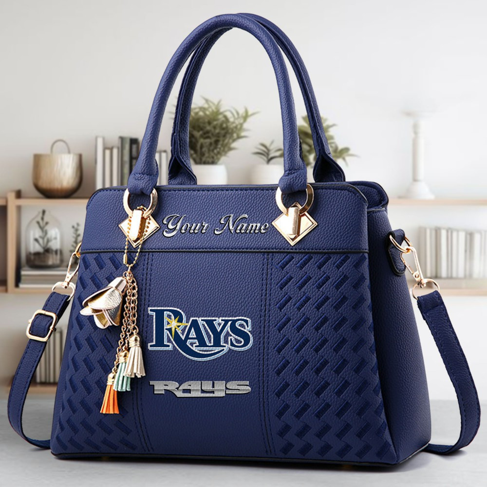 Tampa Bay Rays Logo Crossbody Zip Hand Bag With Tassel Custom Name For Women - Image 3