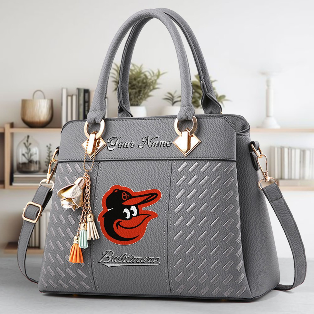 Baltimore Orioles Logo Crossbody Zip Hand Bag With Tassel Custom Name For Women - Image 4