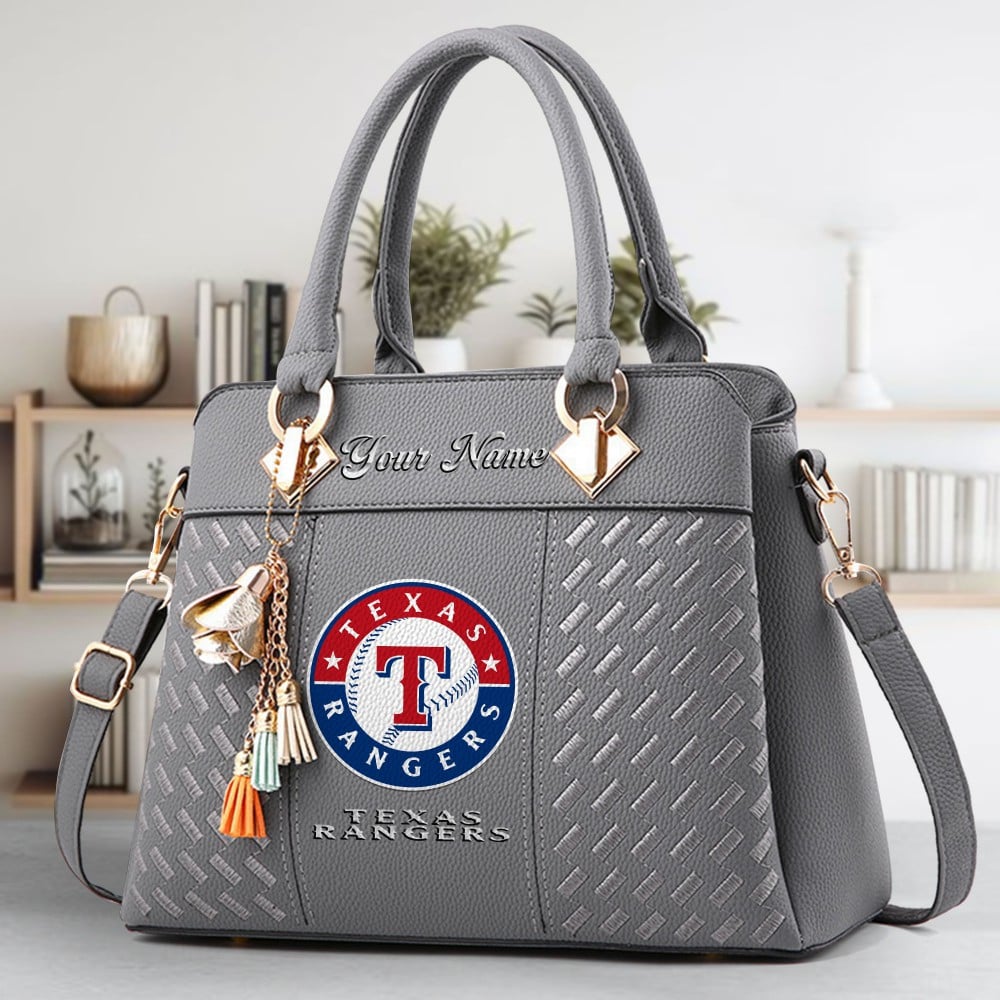 Texas Rangers Logo Crossbody Zip Hand Bag With Tassel Custom Name For Women - Image 5