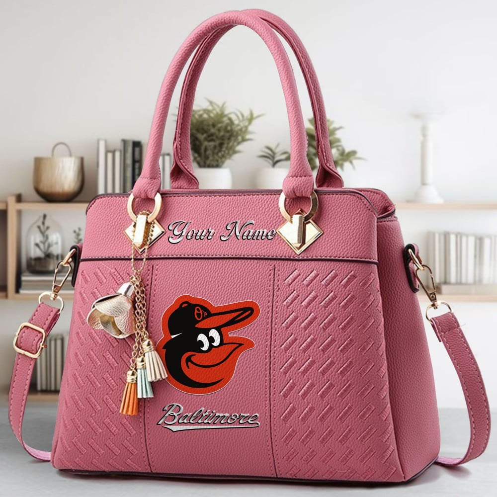Baltimore Orioles Logo Crossbody Zip Hand Bag With Tassel Custom Name For Women - Image 5