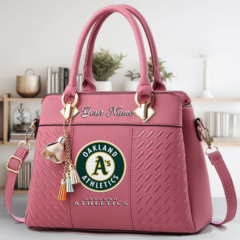 Oakland Athletics Logo Crossbody Zip Hand Bag With Tassel Custom Name For Women - Image 5