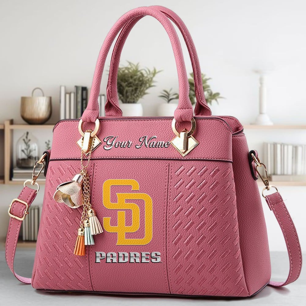 San Diego Padres Logo Crossbody Zip Hand Bag With Tassel Custom Name For Women - Image 5