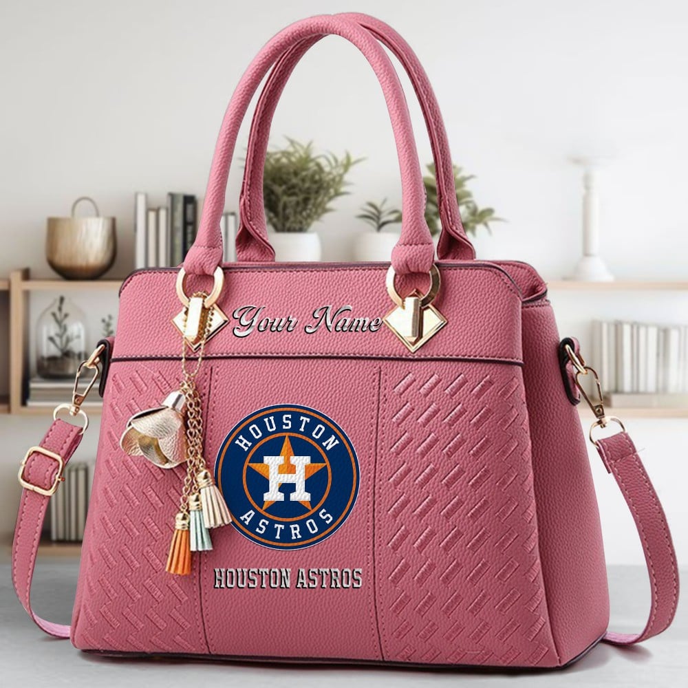 Houston Astros Logo Crossbody Zip Hand Bag With Tassel Custom Name For Women - Image 5
