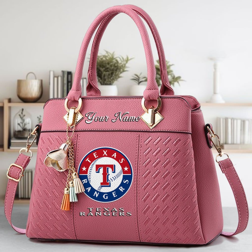 Texas Rangers Logo Crossbody Zip Hand Bag With Tassel Custom Name For Women - Image 6