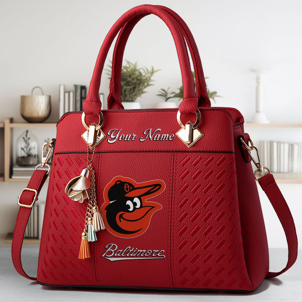 Baltimore Orioles Logo Crossbody Zip Hand Bag With Tassel Custom Name For Women - Image 6