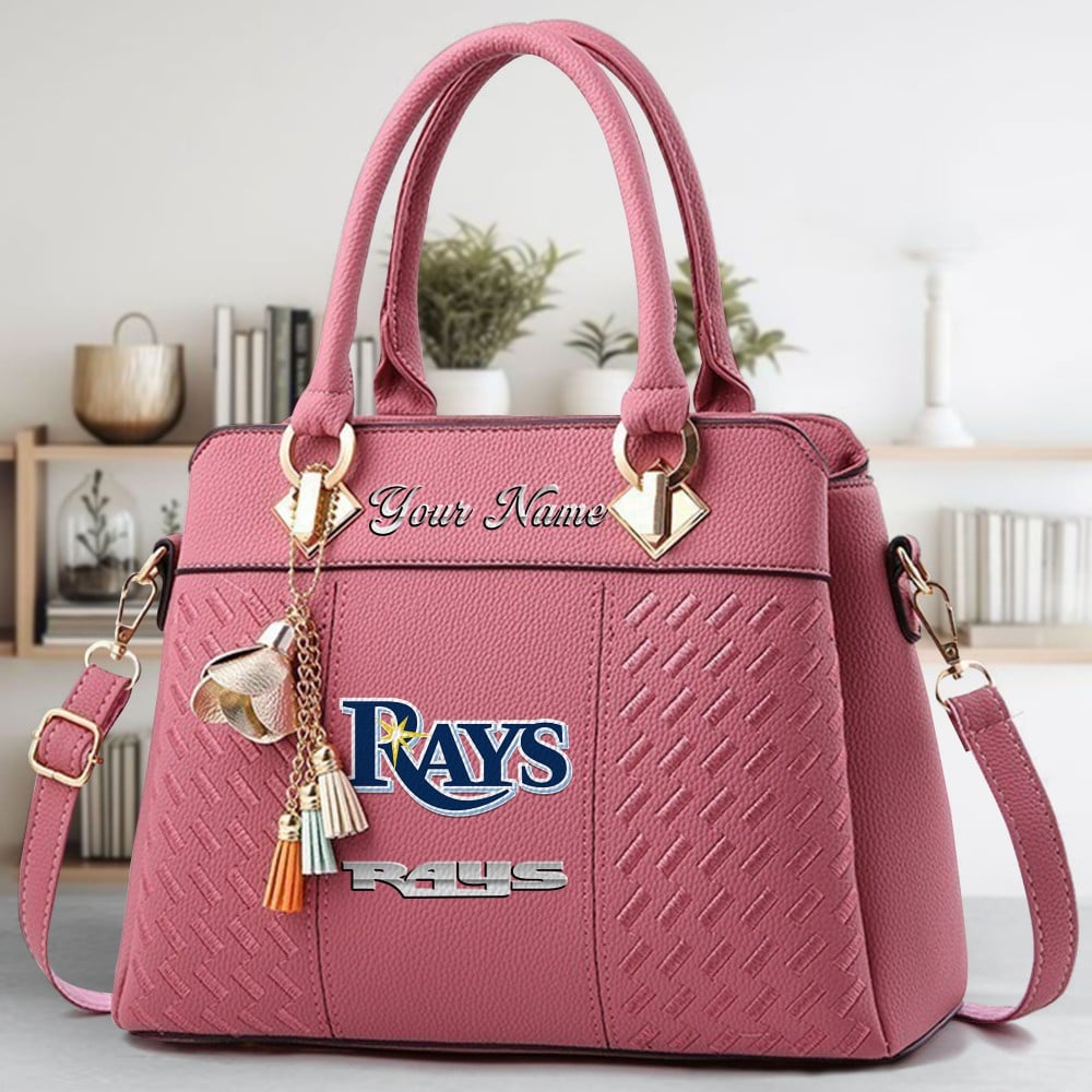 Tampa Bay Rays Logo Crossbody Zip Hand Bag With Tassel Custom Name For Women - Image 5