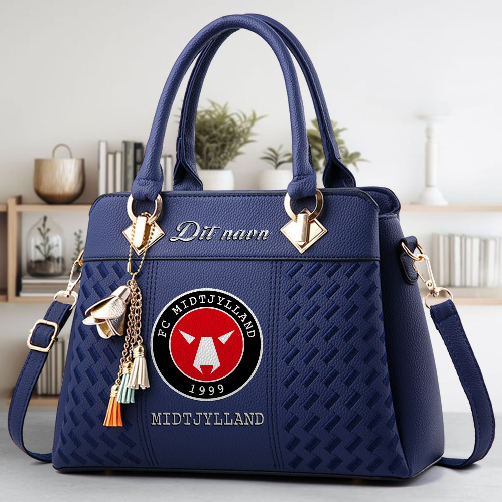 FC Midtjylland Logo Crossbody Zip Hand Bag With Tassel Custom Name For Women - Image 2