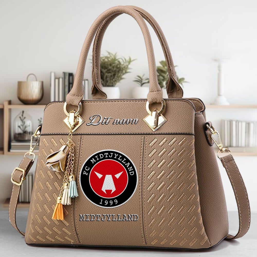 FC Midtjylland Logo Crossbody Zip Hand Bag With Tassel Custom Name For Women - Image 3
