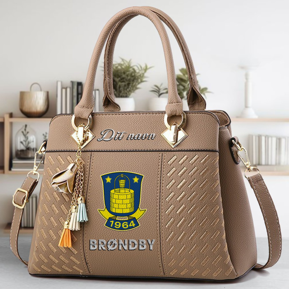 Brondby IF Logo Crossbody Zip Hand Bag With Tassel Custom Name For Women - Image 3