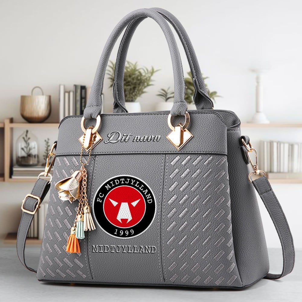FC Midtjylland Logo Crossbody Zip Hand Bag With Tassel Custom Name For Women - Image 4