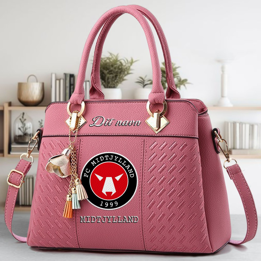 FC Midtjylland Logo Crossbody Zip Hand Bag With Tassel Custom Name For Women - Image 5