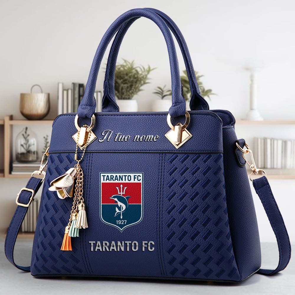 Taranto F.C. 1927 Logo Crossbody Zip Hand Bag With Tassel Custom Name For Women - Image 2