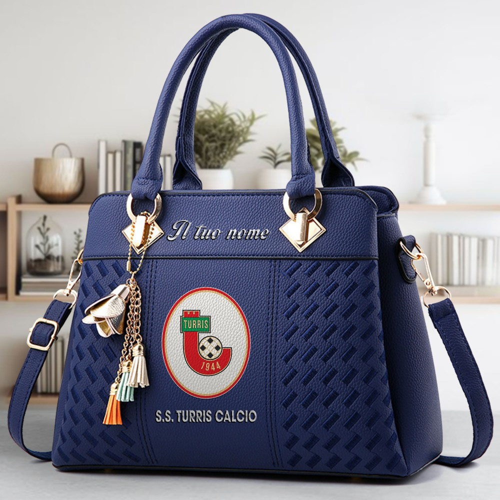 S.S. Turris Calcio Logo Crossbody Zip Hand Bag With Tassel Custom Name For Women - Image 2