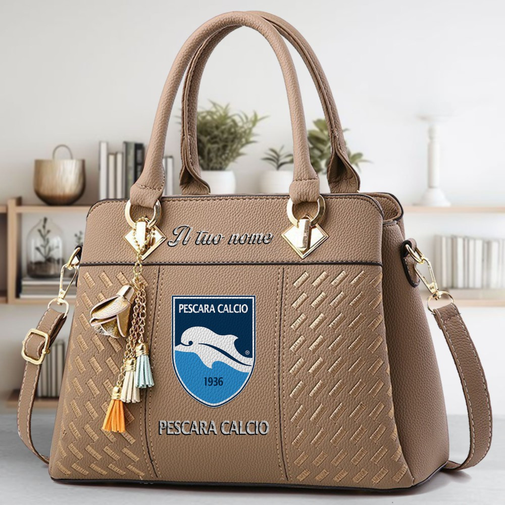 Delfino Pescara 1936 Logo Crossbody Zip Hand Bag With Tassel Custom Name For Women - Image 3