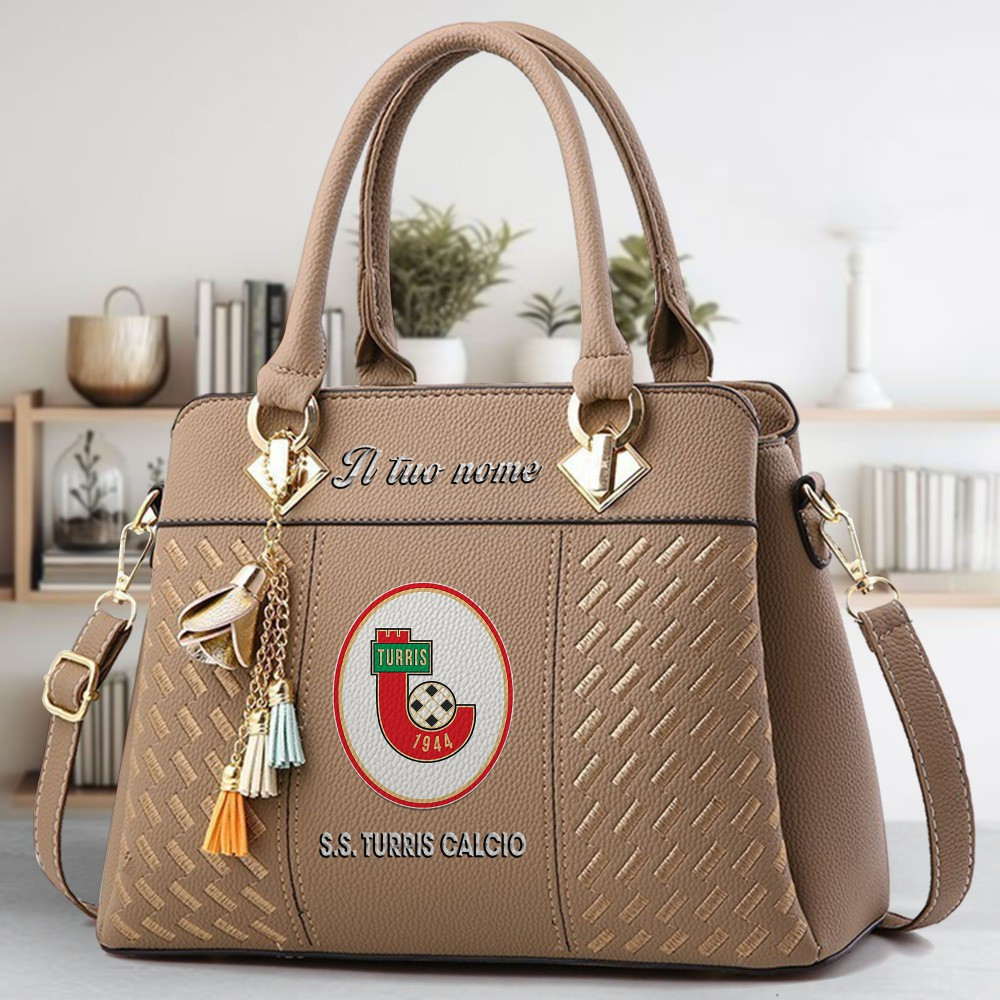 S.S. Turris Calcio Logo Crossbody Zip Hand Bag With Tassel Custom Name For Women - Image 3