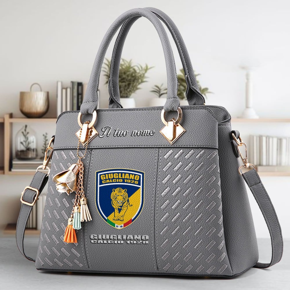 Giugliano Calcio 1928 Logo Crossbody Zip Hand Bag With Tassel Custom Name For Women - Image 4