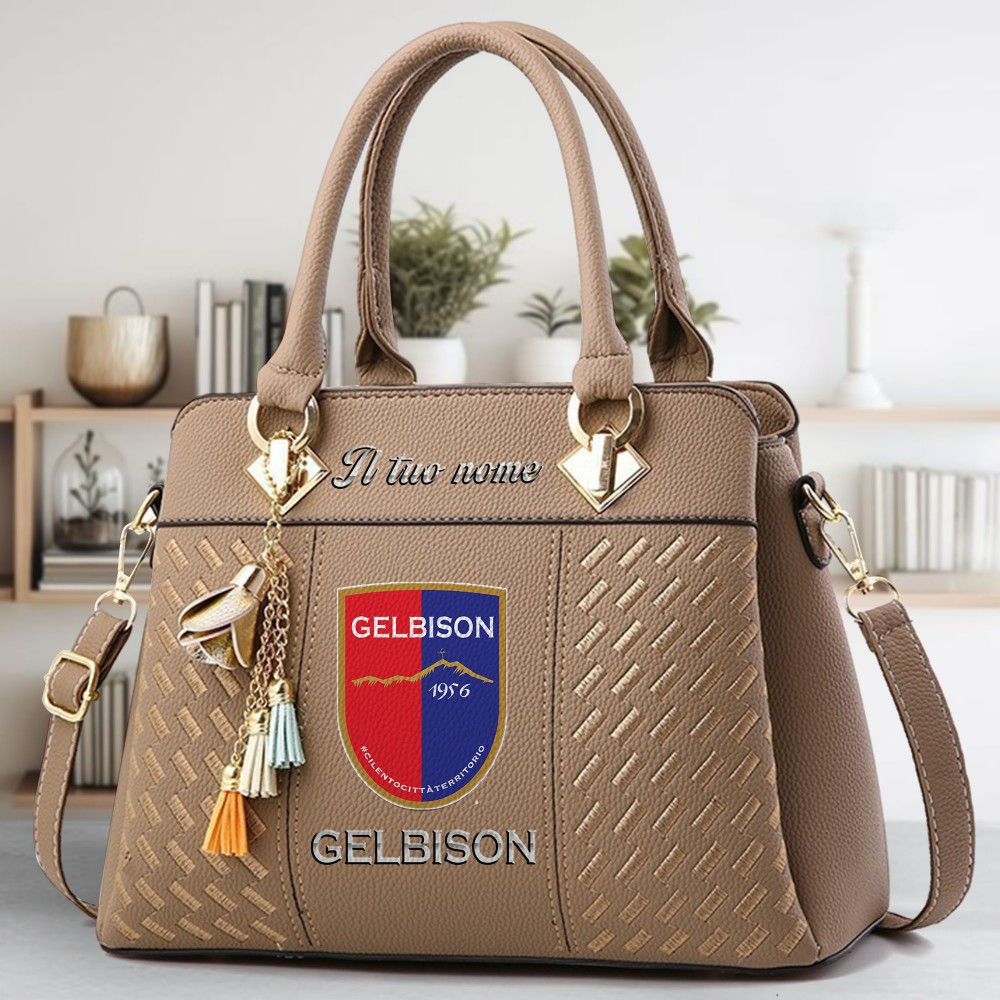 Gelbison Cilento Vallo della Lucania Logo Crossbody Zip Hand Bag With Tassel Custom Name For Women - Image 3