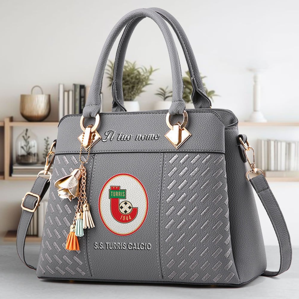 S.S. Turris Calcio Logo Crossbody Zip Hand Bag With Tassel Custom Name For Women - Image 4