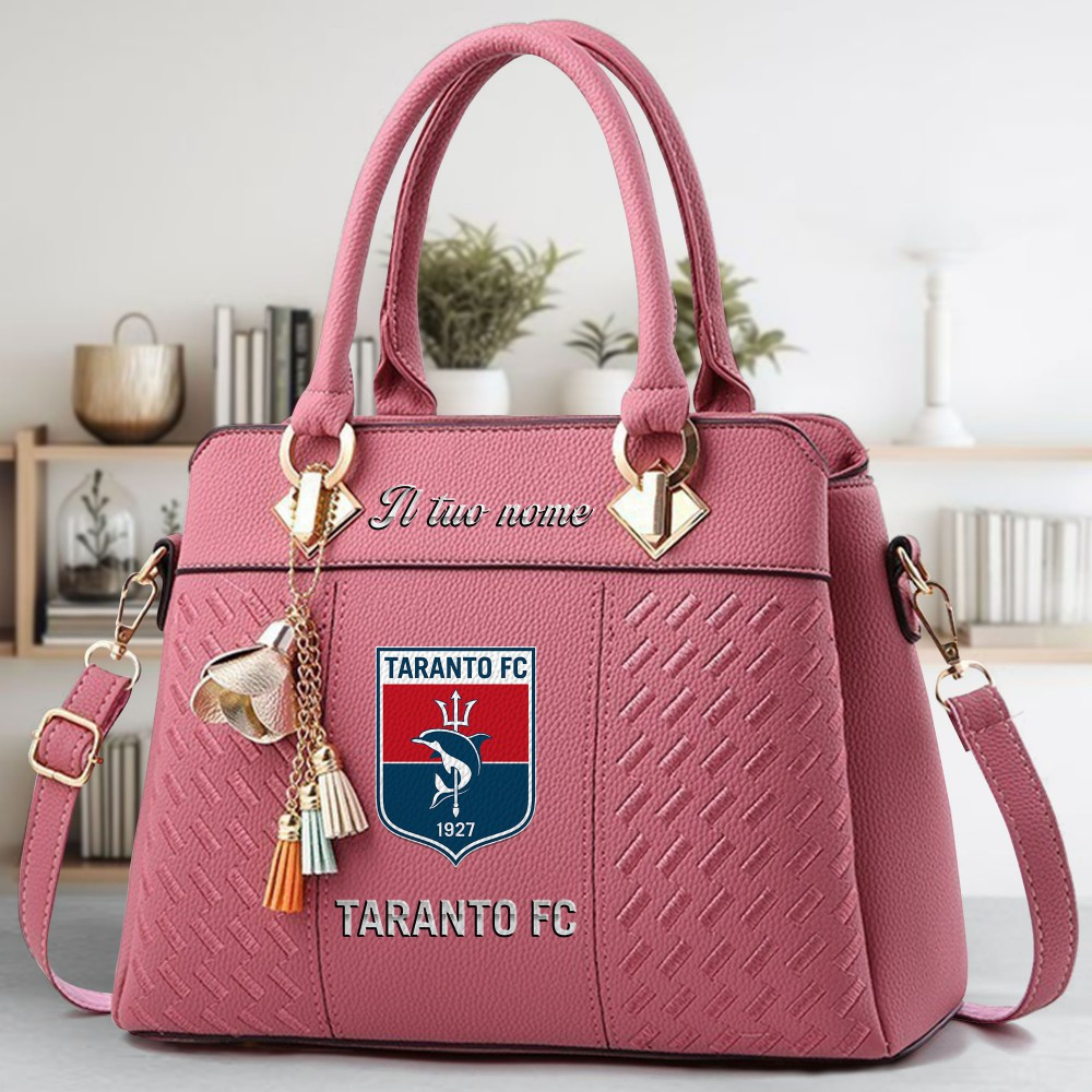 Taranto F.C. 1927 Logo Crossbody Zip Hand Bag With Tassel Custom Name For Women - Image 5