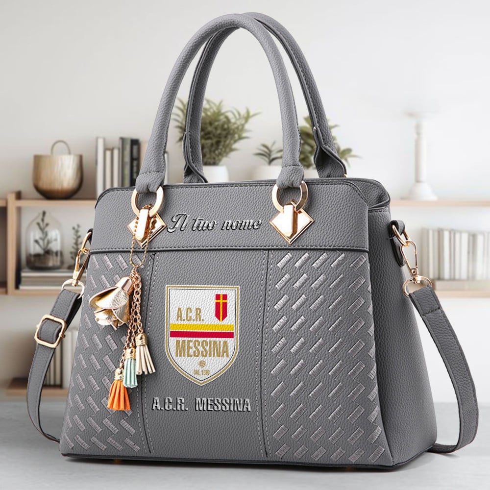 A.C.R. Messina Logo Crossbody Zip Hand Bag With Tassel Custom Name For Women - Image 4