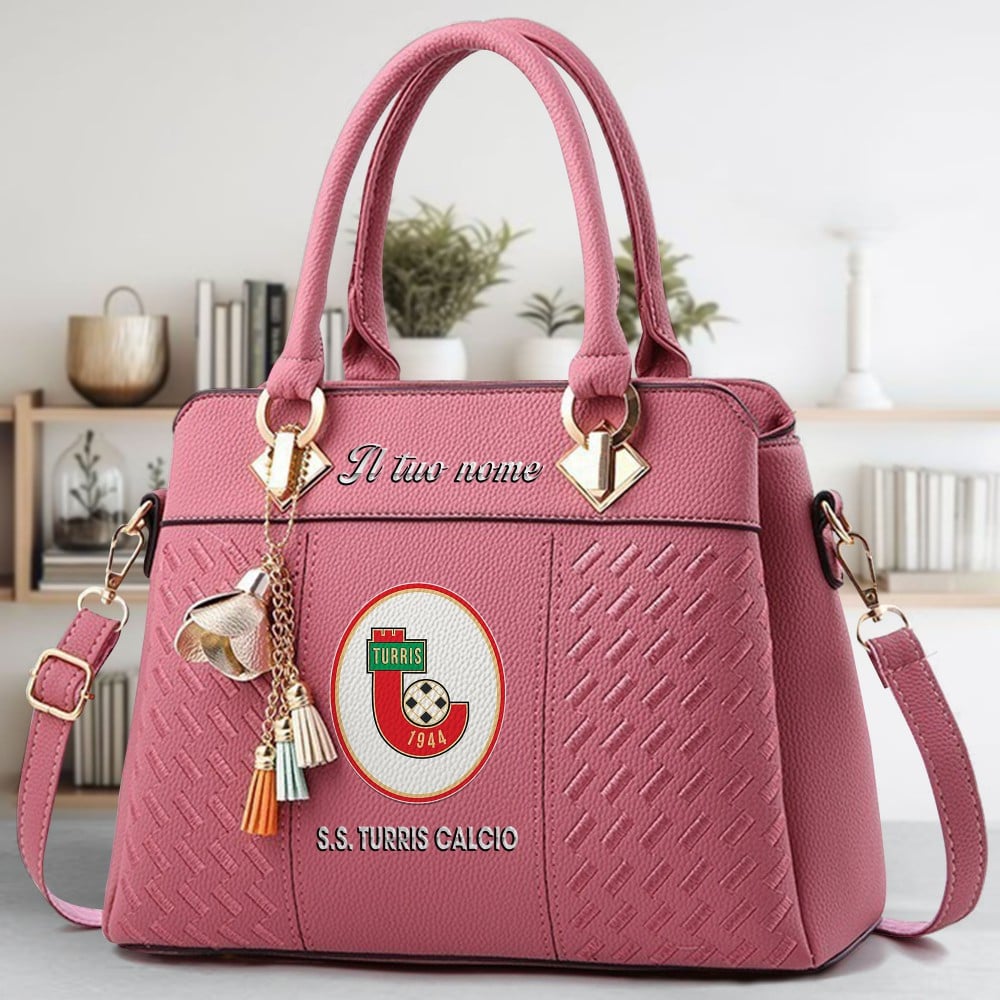 S.S. Turris Calcio Logo Crossbody Zip Hand Bag With Tassel Custom Name For Women - Image 5