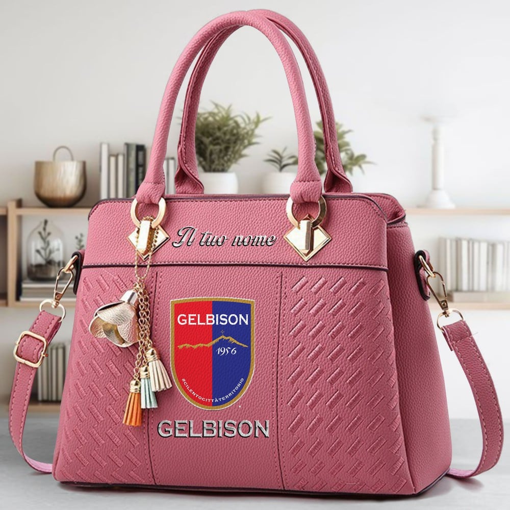Gelbison Cilento Vallo della Lucania Logo Crossbody Zip Hand Bag With Tassel Custom Name For Women - Image 5