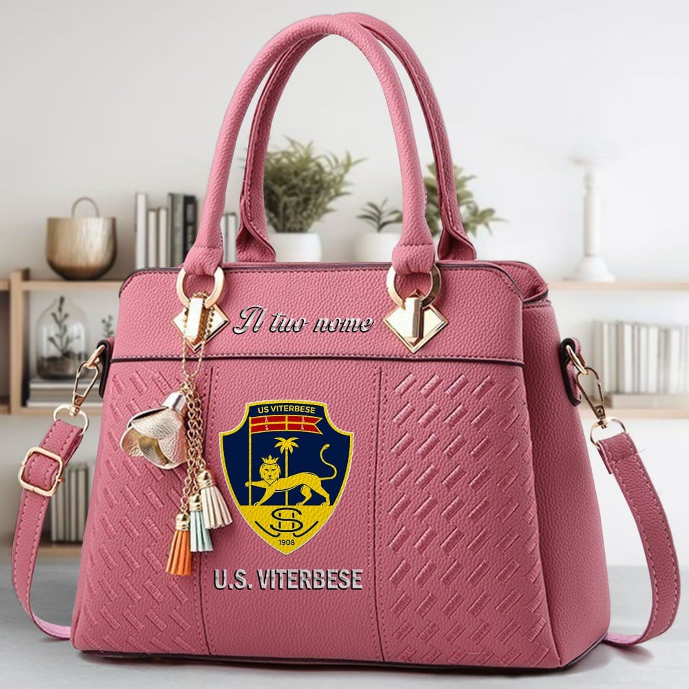 U.S. Viterbese 1908 Logo Crossbody Zip Hand Bag With Tassel Custom Name For Women - Image 5