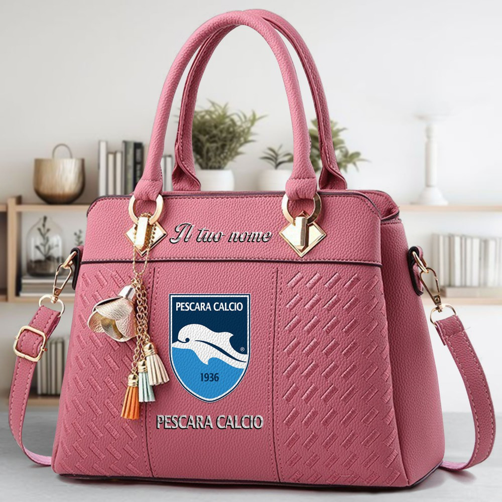 Delfino Pescara 1936 Logo Crossbody Zip Hand Bag With Tassel Custom Name For Women - Image 5