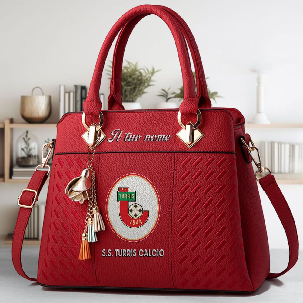 S.S. Turris Calcio Logo Crossbody Zip Hand Bag With Tassel Custom Name For Women - Image 6