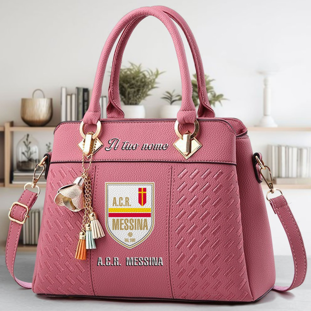 A.C.R. Messina Logo Crossbody Zip Hand Bag With Tassel Custom Name For Women - Image 5