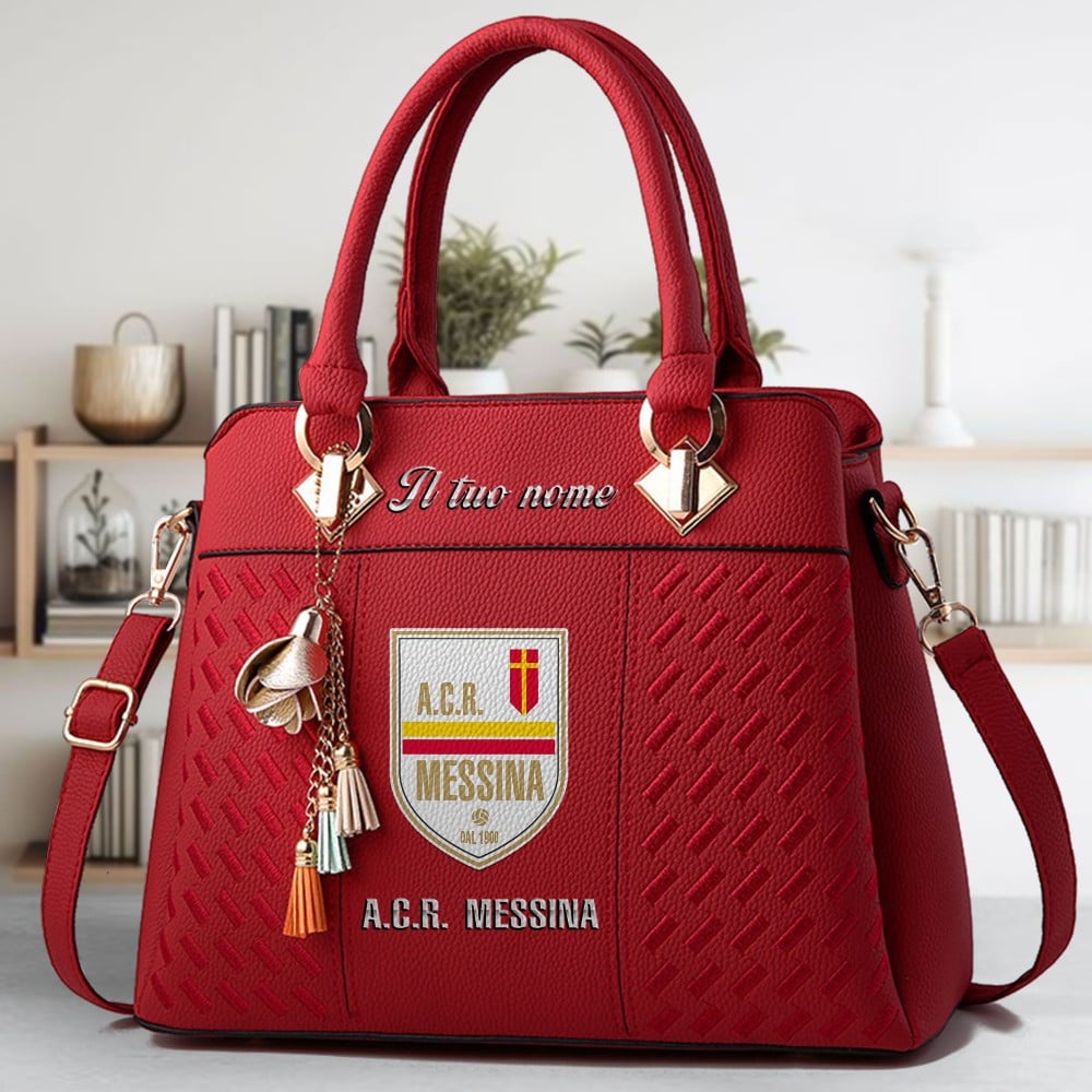 A.C.R. Messina Logo Crossbody Zip Hand Bag With Tassel Custom Name For Women - Image 6