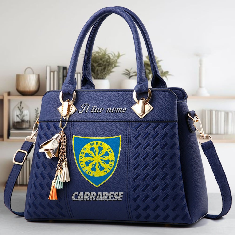 Carrarese Calcio Logo Crossbody Zip Hand Bag With Tassel Custom Name For Women - Image 2