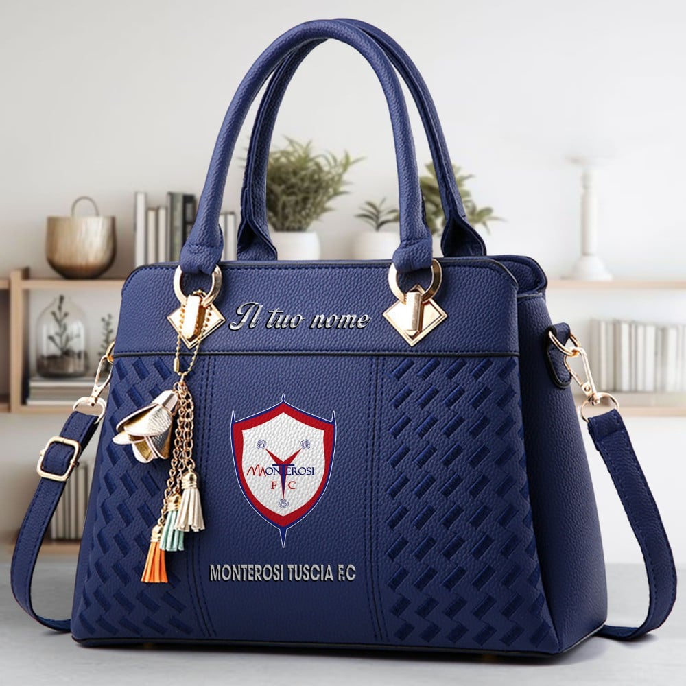 Monterosi Tuscia FC Logo Crossbody Zip Hand Bag With Tassel Custom Name For Women - Image 2