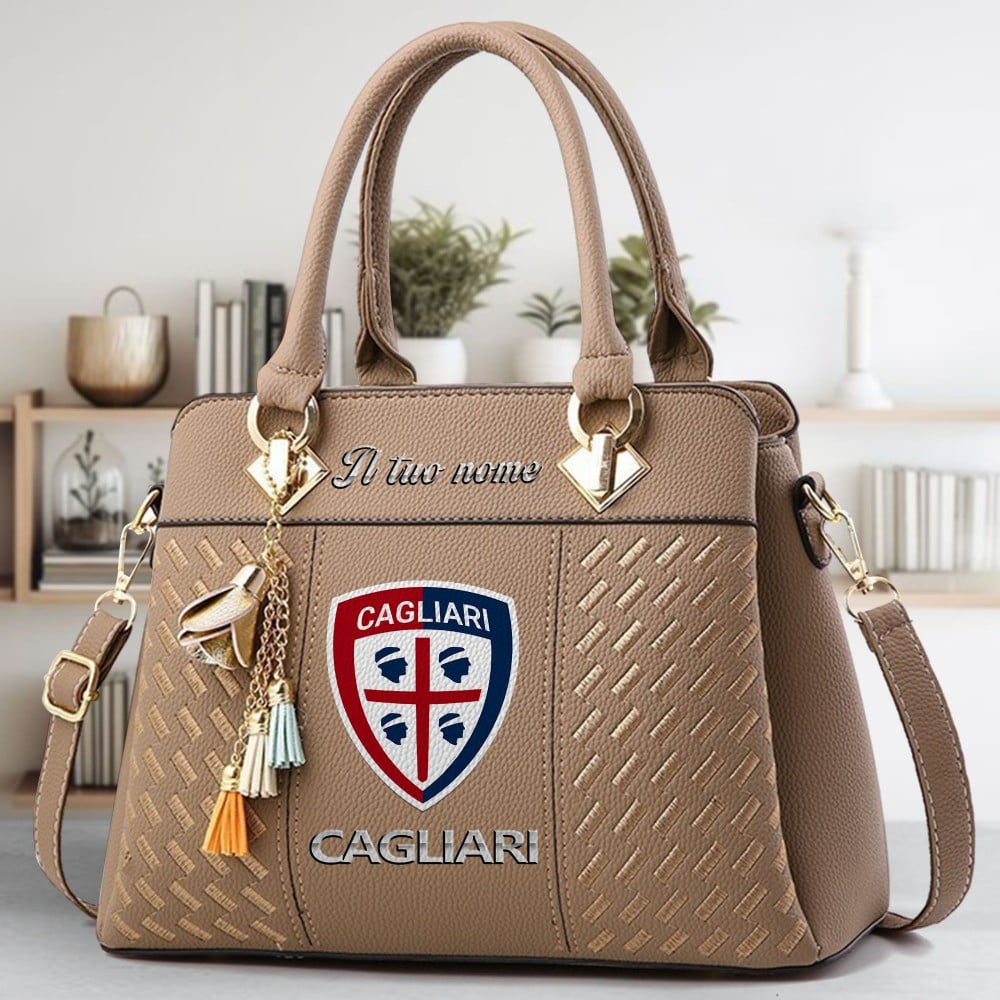 Cagliari Calcio Logo Crossbody Zip Hand Bag With Tassel Custom Name For Women - Image 3